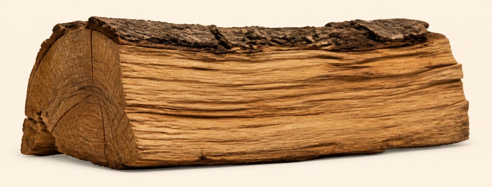 Rugged oak log showing wood grain